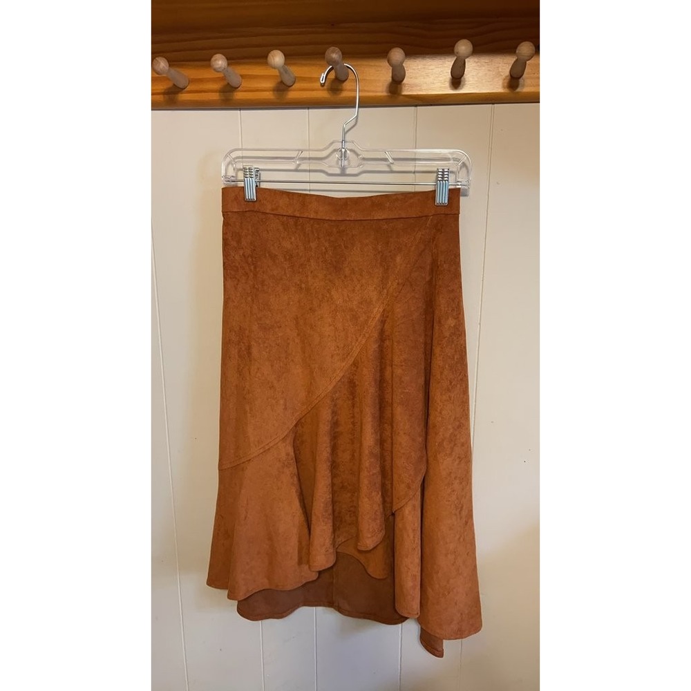 FimarSted Women's Rust Brown Asymmetrical Midi Skirt